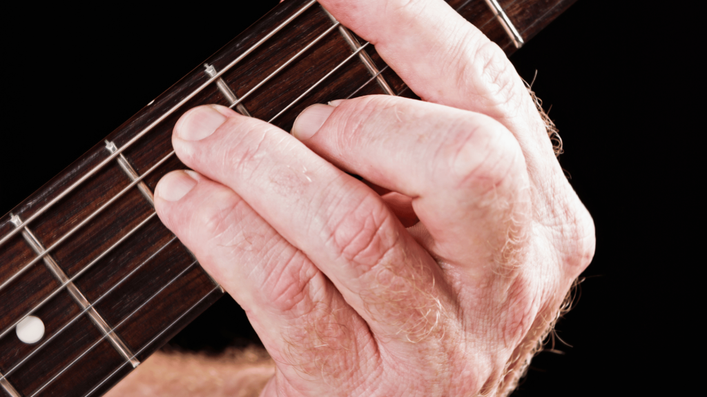 A Major barre chord guitar