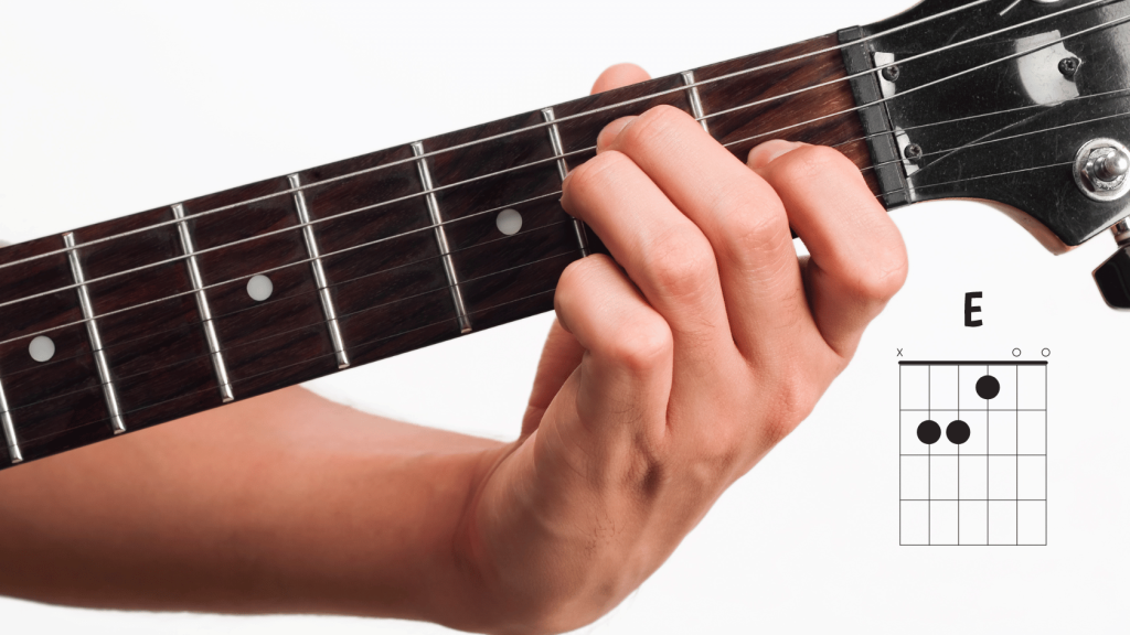 E Chord on guitar
