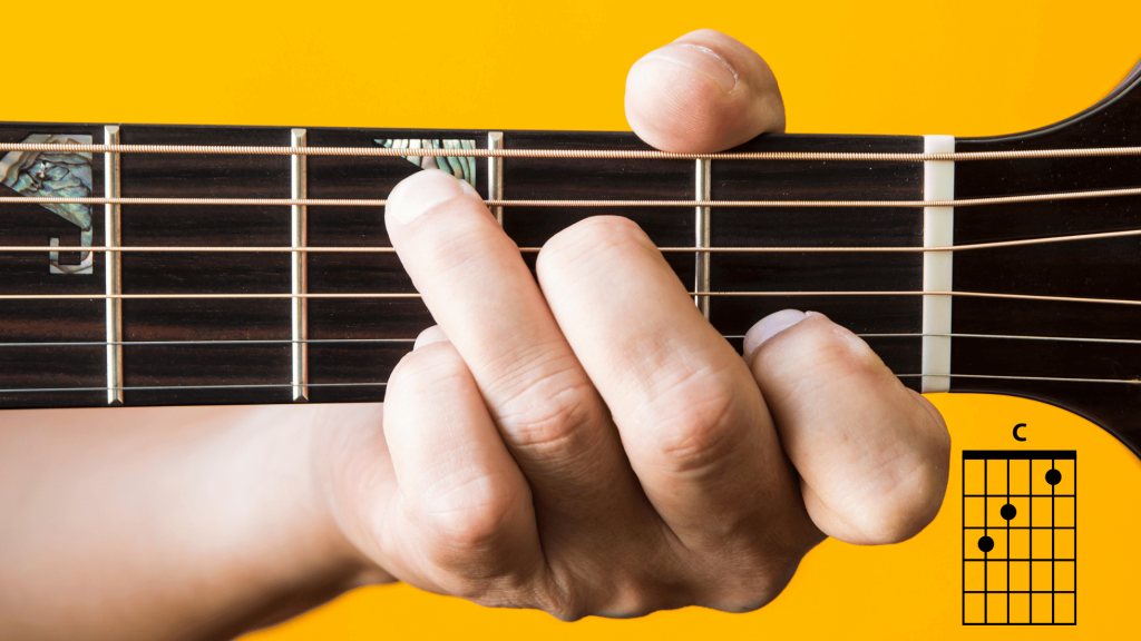 Guitar player playing the C Major chord