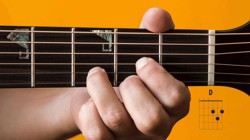Guitar player D major chord