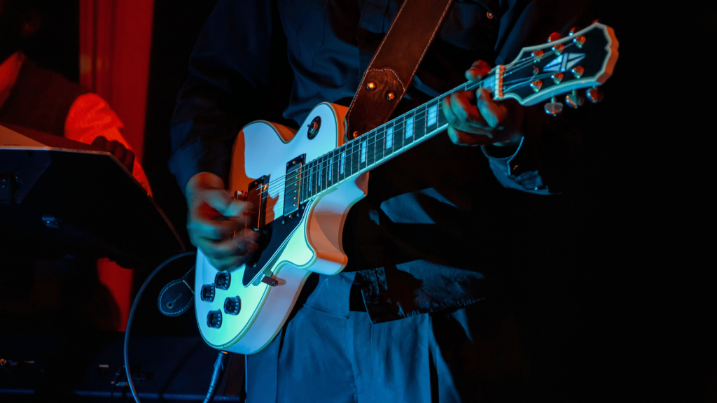 Electric guitar player Les Paul guitar