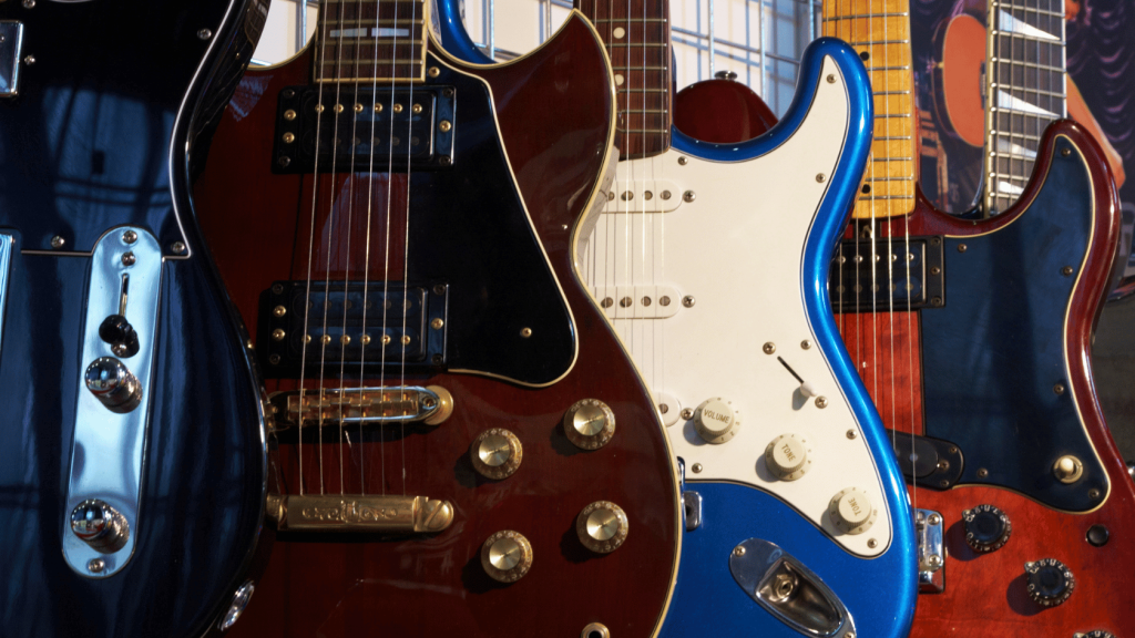 Electric guitars in a store
