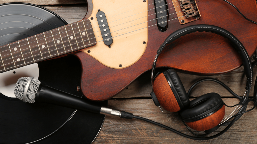 Guitar and vinyl record